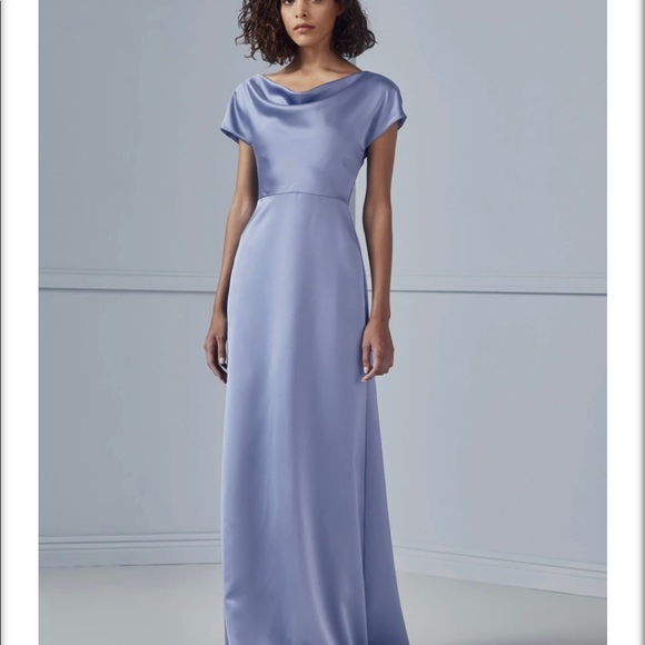 Amsale Marie Bridesmaid Dress in Color Ice Size 10 - Picture 8 of 10
